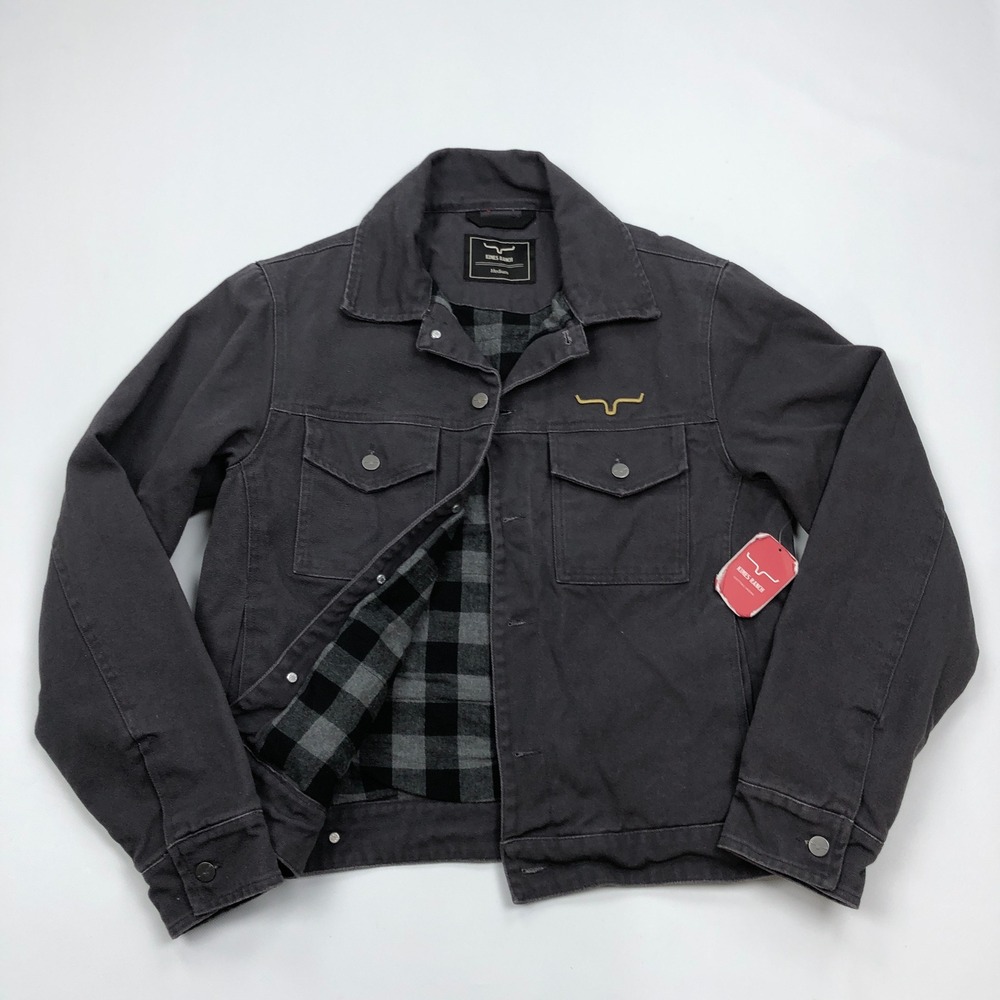 Kimes Ranch Mens Marshall Canvas Jacket Pewter Grey Flannel Lined Medium